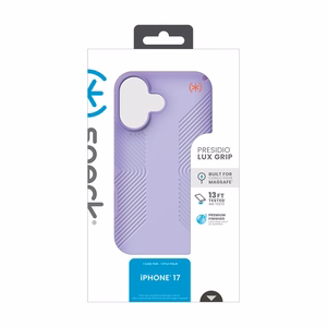 Speck Presidio Lux Grip MagSafe dėklas, skirtas iPhone 17, „Purple Fade / Magic Purple / New Poppy“ spalvos