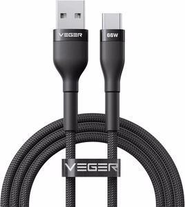 Kabelis USB A į Type C VEGER PD 11V 6A 66W AC04 1,2 m juodas