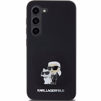Karl Lagerfeld Silikoninis Karl&Choupette Metal Pin dėklas Samsung Galaxy S24 - juodas