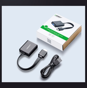 Ugreen adapteris HDMI - VGA micro USB / garso 3.5 mm mini jack juodas (40248)