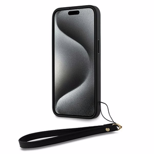 DKNY Dėklas telefonui su dirželiu ir logotipu iPhone 15 Pro Max - juodas