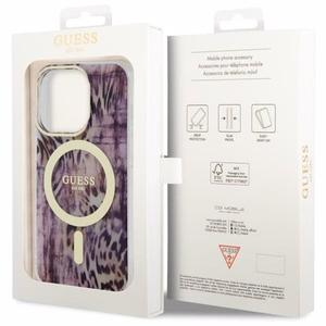 Guess GUHMP14LHLEOPWP iPhone 14 Pro 6.1" rožinis/rožinis kietas dėklas Leopardas MagSafe