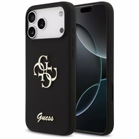 Guess Silikoninis didelis 4G užrašas dėklas iPhone 17 Pro Max - juodas
