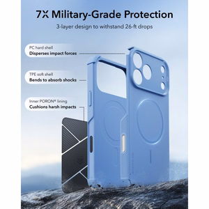 ESR Cyber Tough MagSafe dėklas, skirtas iPhone 18 Pro Max / 17 Pro Max, šviesiai mėlynas