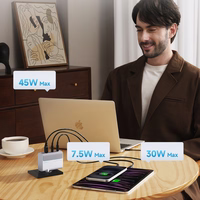 "Cuktech" AD1003EU 100W GaN 2x USB-C + USB-A sieninis įkroviklis su kabeliu - baltas