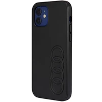 Audi sintetinės odos dėklas telefonui iPhone 12/12 Pro 6.1" juodas/juodas kietas dėklas AU-TPUPCIP12P-TT/D1-BK