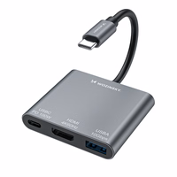Hub Wozinsky WHCH-01 USB-C PD 100W HDMI 4K@30Hz USB-A 10Gbps - pilkas