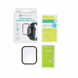 Bestsuit dėklas su hibridiniu stiklu Apple Watch serijai 7/8/9-41mm - skaidrus