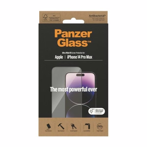 PanzerGlass Ultra-Wide Fit antibakterinis grūdintas stiklas iPhone 14 Pro Max telefonui