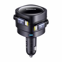 Baseus Enjoyment Max automobilinis įkroviklis su USB-C+USB-C kabeliais 60W juodas