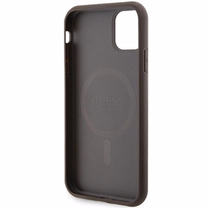 Guess GUHMN61G4GFRW iPhone 11 6.1" / Xr rudas/rudas kietas dėklas 4G kolekcija odinis metalinis logotipas Magnetinis