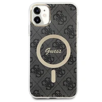 Rinkinys Guess GUBPN61H4EACSK Dėklas+Įkroviklis iPhone 11 6.1" juodas/juodas kietas dėklas 4G Spauda Magnetinis