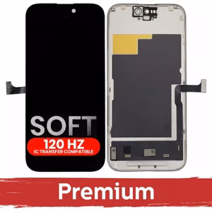 LCD ekranas suderinamas su iPhone 15 Pro juodas (SOFT OLED / Stable 120Hz / Premium) savo diagnostika