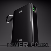 Išorinė baterija SBS 20000 mAh 20W su įmontuotu USB-C kabeliu ir skaitmenine indikacija - juoda