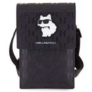 Karl Lagerfeld dėklas KLWBSAKHPCK rankinė - juoda Saffiano monograma Choupette