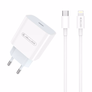 Įkroviklis Jellico AK180 20W USB-C + USB-C to Lightning cable 1.0m baltas