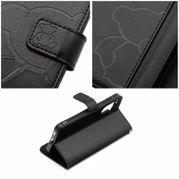 MEZZO knygos tipo dėklas telefonui XIAOMI Redmi Note 14 4G (GLOBAL - 164,84mm x 78,15mm x 8,16mm) su meškiuku, juodas