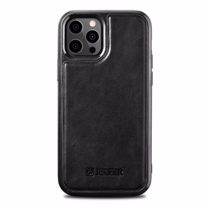 iCarer odos vaško dėklas padengtas natūralia oda iPhone 12 Pro Max juodas (ALI1206-BK)