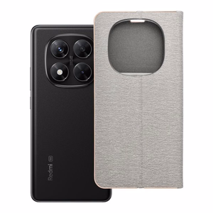 LUNA Book Gold dėklas telefonui XIAOMI Redmi Note 14 PRO 5G / 14 PRO PLUS 5G sidabrinis