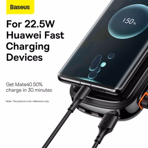 Baseus išorinė baterija 20000mAh Qpow Pro - USB + Type C - PD 22,5W su Type C kabeliu (PPQD060301) juoda
