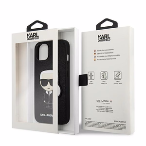 Karl Lagerfeld Saffiano Ikonik Karl's Patch Dėklas iPhone 13 mini - Juodas