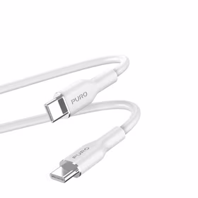 Puro Soft USB-C - USB-C 60W 1.5m silikoninis laidas - baltas