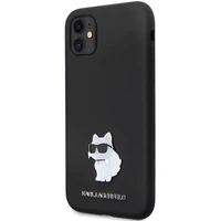 Karl Lagerfeld KLHCN61SMHCNPK dėklas telefonui iPhone 11 / Xr - juodas silikoninis C metalinis kaištis