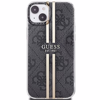 Guess IML 4G Gold Stripe dėklas telefonui iPhone 15 Plus / 14 Plus - juodas