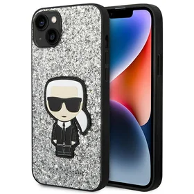 Dėklas telefonui Karl Lagerfeld KLHCP14MGFKPG iPhone 14 Plus 6.7\" sidabrinis / sidabrinis Glitter Flakes Ikonik