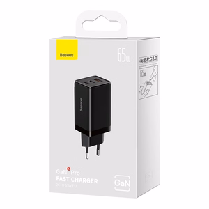 Įkroviklis Baseus GaN5 Pro 65W 2xUSB-C/USB-A + USB-C to USB-C cable juodas CCGP120201
