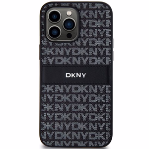 DKNY Odinis mono juosta ir metalinis logotipas dėklas telefonui iPhone 14 Pro Max - juodas