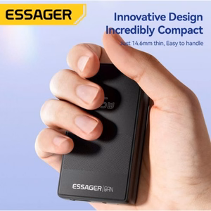Įkroviklis Essager Ultra Thin juodas 65W (PD / QC3.0)