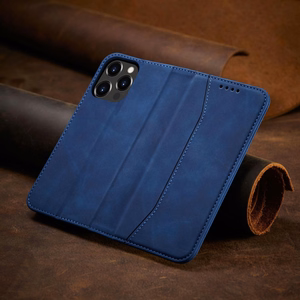 Magnet Fancy Case dėklas iPhone 14 Pro Max su flip cover wallet stand - mėlynos spalvos