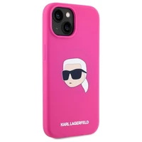 Karl Lagerfeld KLHMP15SSKHPPLF iPhone 15 6.1" fuksijos/fuksijos kietas dėklas Silikoninis Karl galvos spaudinys MagSafe