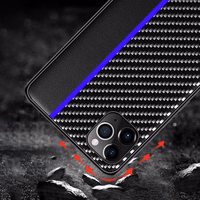 Tel Protect CARBON dėklas telefonui Iphone 12 Pro Max juodas su mėlyna juostele