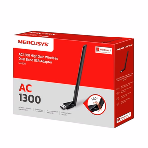 Belaidė USB tinklo plokštė MERCUSYS MA30H AC1300 dviejų dažnių juoda