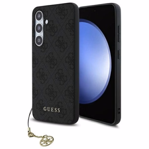 Guess GUHCS24FEGF4GGR S24 FE S721 pilkas/pilkas kietas dėklas 4G Pakabukų Kolekcija