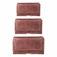 ROYAL Crazy Horse universalus horizontalus odinis diržo dėklas dydis M IPHONE 12 MINI / 13 MINI / SAMSUNG A40 / S8 / XIAOMI 12 / Redmi 5A rudas