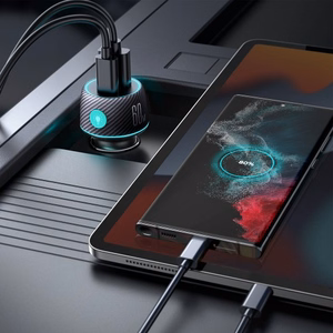 Automobilinis įkroviklis Joyroom „JR-CCN01" juodas 60W (PD20W / USB-C) su LED apšvietimu