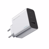 Cuktech 65W GaN sieninis įkroviklis 2xUSB-C 1xUSB-A pilkas