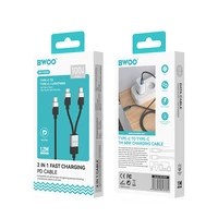 BWOO pintas 2-in-1 kabelis USB-C - USB-C ir Lightning 1m 100W/27W juodas