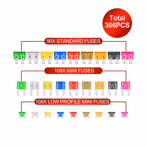 Automotive fuse set with tester, 306 pieces, E6352