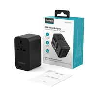 Kelioninis adapteris Choetech PD5020 35W EU/US/AUS/UK su integruotu USB-C laidu (juodas)