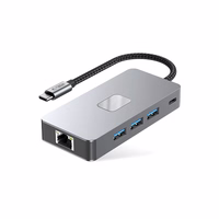Tech-Protect HB05 HUB 9in1 USB-C + USB2.0 + USB3.0 + HDMI 4K 60Hz + SD / TF + PD100W + RJ45 adapteris - pilkas