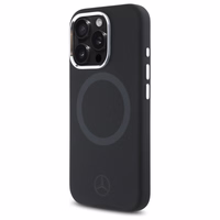 Mercedes silikoninis toninis logotipas Magnetinis dėklas telefonui iPhone 16 Pro Max - juodas