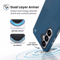 Speck Presidio2 Grip Magnet - Samsung Galaxy S26+ MagSafe dėklas (Deep Sea/sidabrinis Metallic/Spell mėlynas)