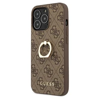Guess GUHCP13L4GMRBR iPhone 13 Pro / 13 6.1" rudas/rudas kietas dėklas 4G su žiedo stovu