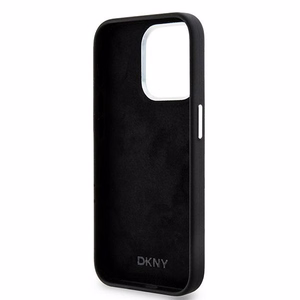 DKNY DKHMP15LSMCHLK iPhone 15 Pro 6.1"juodas dėklas Liquid Silicone Small Metal Logo MagSafe