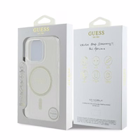 Guess GUHMP16LHFGERET iPhone 16 Pro 6.3" skaidrus kietas dėklas IML blizgus ratas Magnetinis
