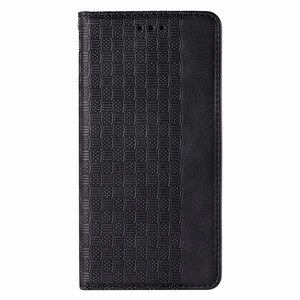 Magnetinis dėklas telefonui Samsung Galaxy S22+ (S22 Plus) su dirželiu, pinigine ir mažu pakabuku - juodas